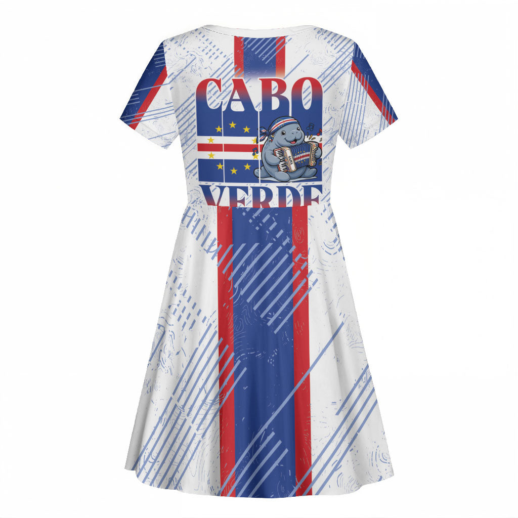 Accordion Gaita Cabo Verde Kid Short Sleeve Dress Cape Verdean Instrument Cute Manatee