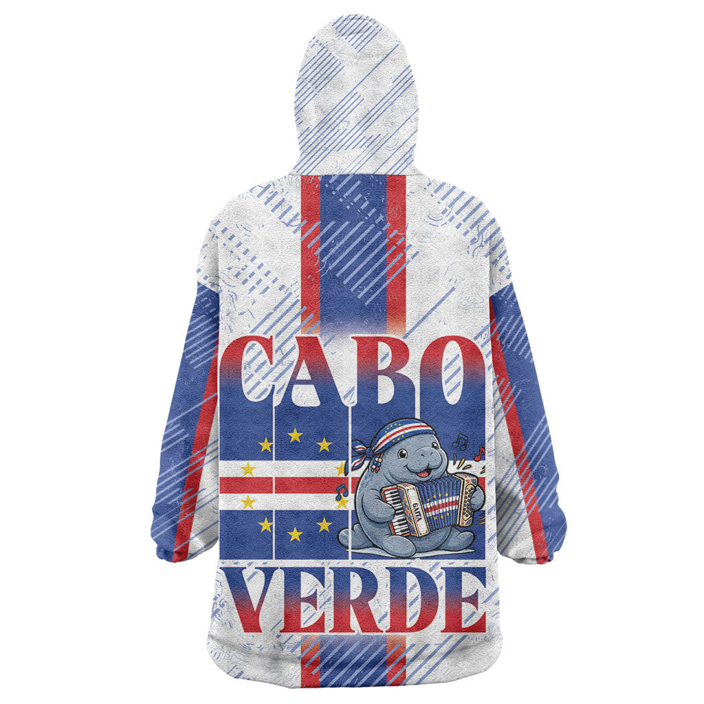 Accordion Gaita Cabo Verde Kid Wearable Blanket Hoodie Cape Verdean Instrument Cute Manatee