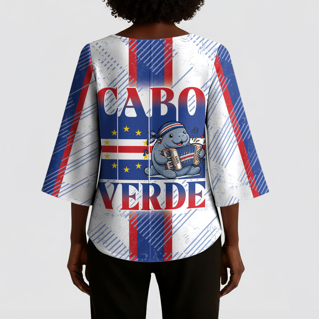 Accordion Gaita Cabo Verde Kimono Sleeve Blouse Cape Verdean Instrument Cute Manatee