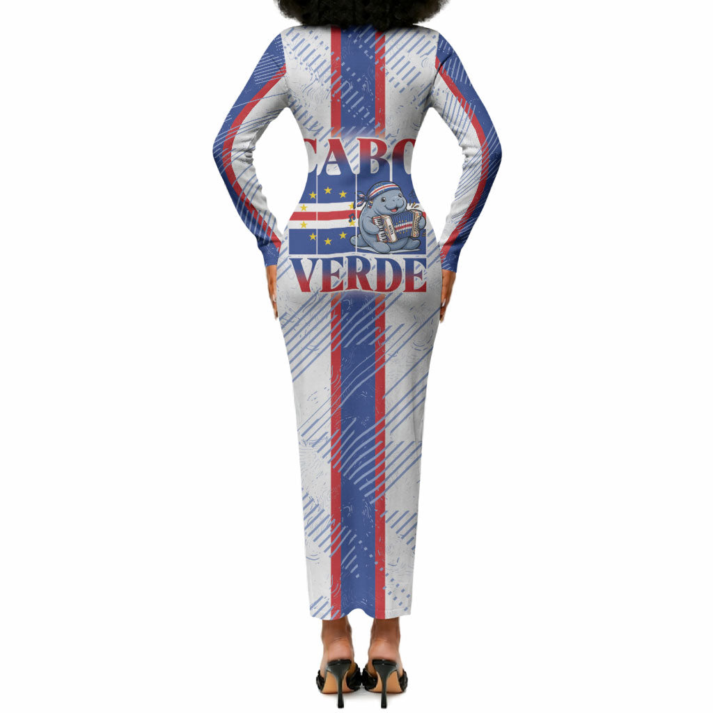 Accordion Gaita Cabo Verde Long Sleeve Bodycon Dress Cape Verdean Instrument Cute Manatee
