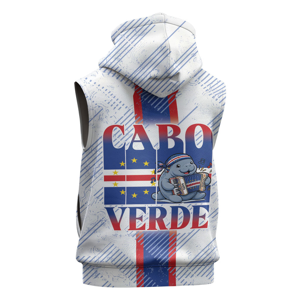 Accordion Gaita Cabo Verde Sleeveless Hoodie Cape Verdean Instrument Cute Manatee