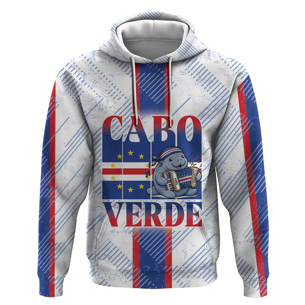 Accordion Gaita Cabo Verde Zip Hoodie Cape Verdean Instrument Cute Manatee