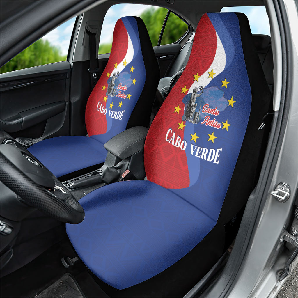 Santo Antao Cabo Verde Car Seat Cover Map With Me Maia Statue African Pattern
