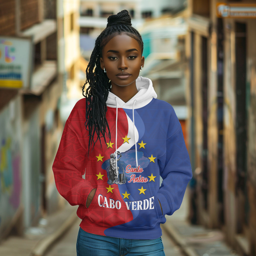 Santo Antao Cabo Verde Hoodie Map With Me Maia Statue African Pattern