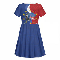 Santo Antao Cabo Verde Kid Short Sleeve Dress Map With Me Maia Statue African Pattern