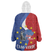 Santo Antao Cabo Verde Kid Wearable Blanket Hoodie Map With Me Maia Statue African Pattern