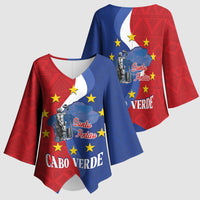 Santo Antao Cabo Verde Kimono Sleeve Blouse Map With Me Maia Statue African Pattern