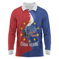 Santo Antao Cabo Verde Long Sleeve Polo Shirt Map With Me Maia Statue African Pattern