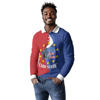 Santo Antao Cabo Verde Long Sleeve Polo Shirt Map With Me Maia Statue African Pattern