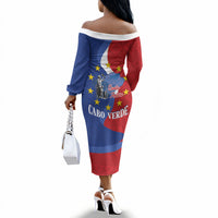 Santo Antao Cabo Verde Off The Shoulder Long Sleeve Dress Map With Me Maia Statue African Pattern