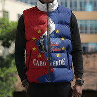 Santo Antao Cabo Verde Sleeveless Puffer Jacket Map With Me Maia Statue African Pattern