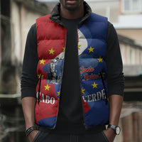 Santo Antao Cabo Verde Sleeveless Puffer Jacket Map With Me Maia Statue African Pattern