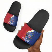 Santo Antao Cabo Verde Slide Sandals Map With Me Maia Statue African Pattern