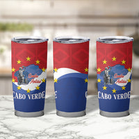 Santo Antao Cabo Verde Tumbler Cup Map With Me Maia Statue African Pattern