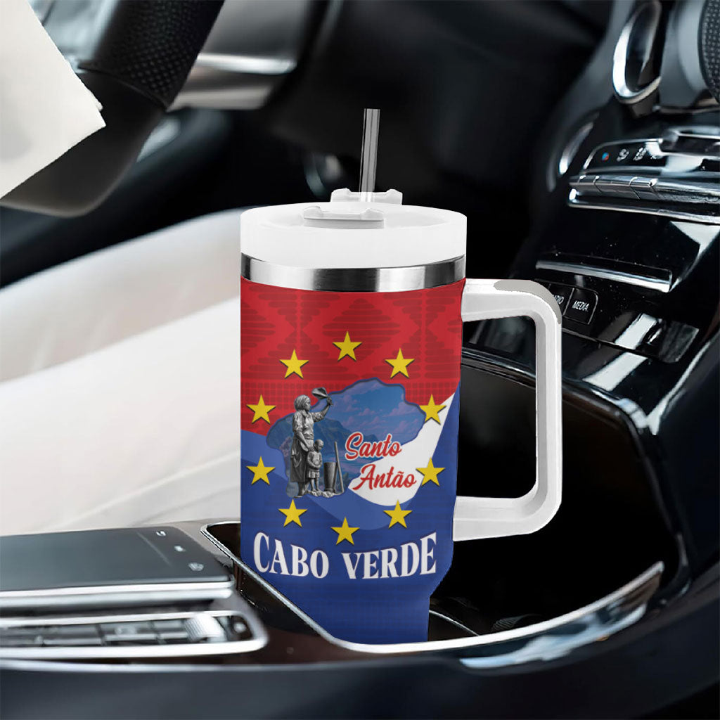 Santo Antao Cabo Verde Tumbler With Handle Map With Me Maia Statue African Pattern