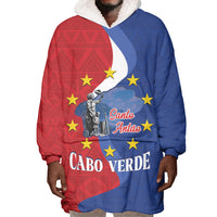 Santo Antao Cabo Verde Wearable Blanket Hoodie Map With Me Maia Statue African Pattern
