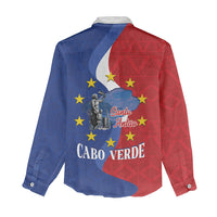 Santo Antao Cabo Verde Women Casual Shirt Map With Me Maia Statue African Pattern
