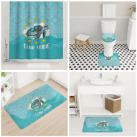 Sao Vincente Cabo Verde Bathroom Set Map With Sea Turtle African Pattern