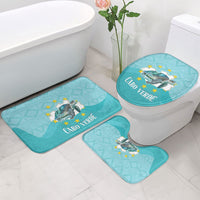 Sao Vincente Cabo Verde Bathroom Set Map With Sea Turtle African Pattern