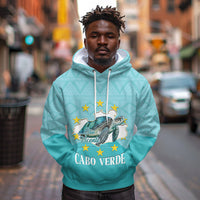 Sao Vincente Cabo Verde Hoodie Map With Sea Turtle African Pattern
