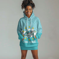 Sao Vincente Cabo Verde Hoodie Dress Map With Sea Turtle African Pattern