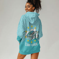 Sao Vincente Cabo Verde Hoodie Dress Map With Sea Turtle African Pattern