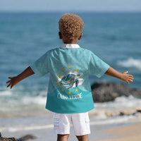 Sao Vincente Cabo Verde Kid Hawaiian Shirt Map With Sea Turtle African Pattern