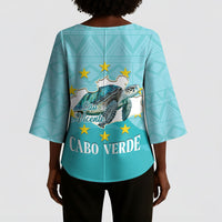 Sao Vincente Cabo Verde Kimono Sleeve Blouse Map With Sea Turtle African Pattern