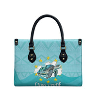 Sao Vincente Cabo Verde Leather Bag Map With Sea Turtle African Pattern