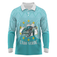 Sao Vincente Cabo Verde Long Sleeve Polo Shirt Map With Sea Turtle African Pattern
