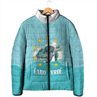Sao Vincente Cabo Verde Padded Jacket Map With Sea Turtle African Pattern