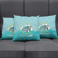 Sao Vincente Cabo Verde Pillow Cover Map With Sea Turtle African Pattern