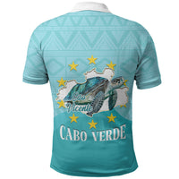Sao Vincente Cabo Verde Polo Shirt Map With Sea Turtle African Pattern