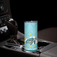 Sao Vincente Cabo Verde Skinny Tumbler Map With Sea Turtle African Pattern