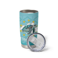 Sao Vincente Cabo Verde Tumbler Cup Map With Sea Turtle African Pattern