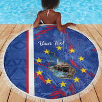 Personalized Santiago Cabo Verde Beach Blanket Map With Farol de Dona Maria Pia