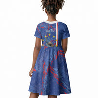 Personalized Santiago Cabo Verde Kid Short Sleeve Dress Map With Farol de Dona Maria Pia