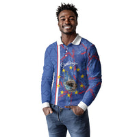 Personalized Santiago Cabo Verde Long Sleeve Polo Shirt Map With Farol de Dona Maria Pia