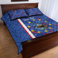 Personalized Santiago Cabo Verde Quilt Bed Set Map With Farol de Dona Maria Pia