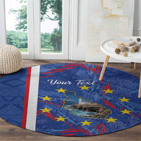 Personalized Santiago Cabo Verde Round Carpet Map With Farol de Dona Maria Pia