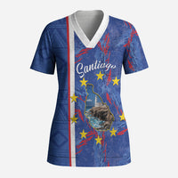 Personalized Santiago Cabo Verde Scrub Top Map With Farol de Dona Maria Pia