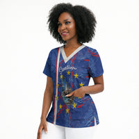 Personalized Santiago Cabo Verde Scrub Top Map With Farol de Dona Maria Pia