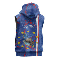 Personalized Santiago Cabo Verde Sleeveless Hoodie Map With Farol de Dona Maria Pia
