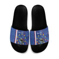 Personalized Santiago Cabo Verde Slide Sandals Map With Farol de Dona Maria Pia