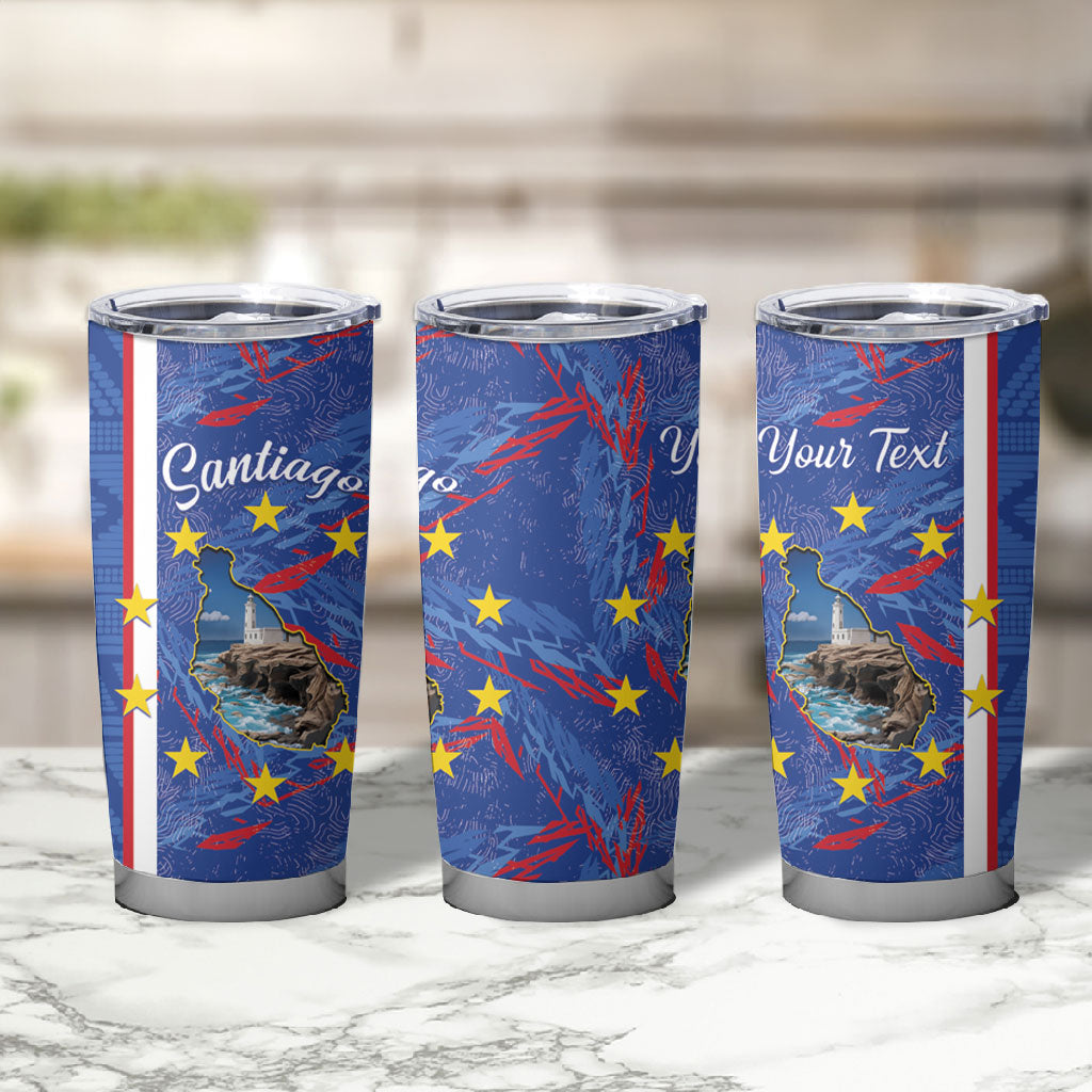 Personalized Santiago Cabo Verde Tumbler Cup Map With Farol de Dona Maria Pia