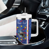 Personalized Santiago Cabo Verde Tumbler With Handle Map With Farol de Dona Maria Pia