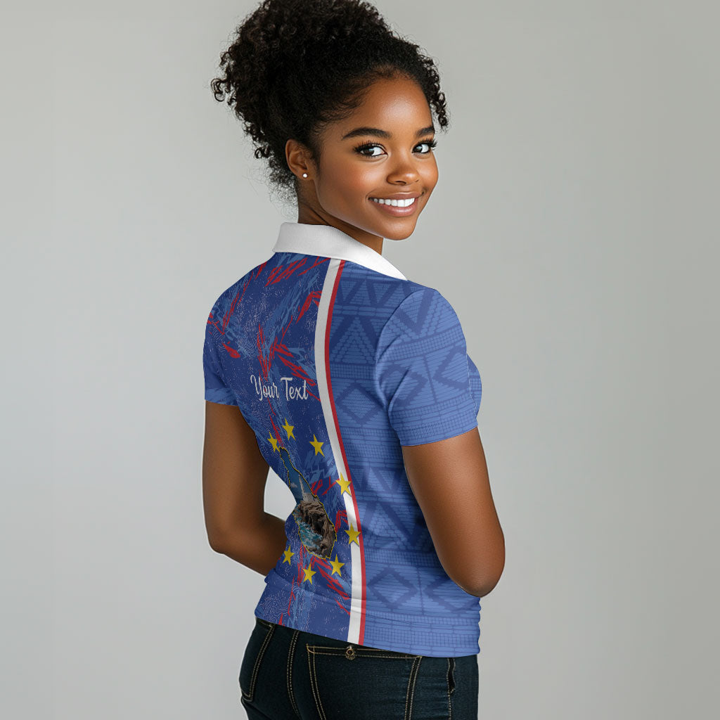 Personalized Santiago Cabo Verde Women Polo Shirt Map With Farol de Dona Maria Pia