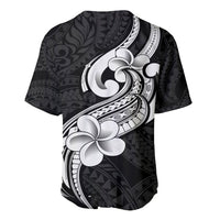 Polynesia Baseball Jersey Plumeria With Tribal Pattern Black Vibes - Wonder Print Shop