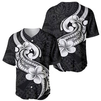 Polynesia Baseball Jersey Plumeria With Tribal Pattern Black Vibes - Wonder Print Shop