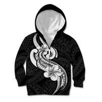 Polynesia Kid Hoodie Plumeria With Tribal Pattern Black Vibes - Wonder Print Shop